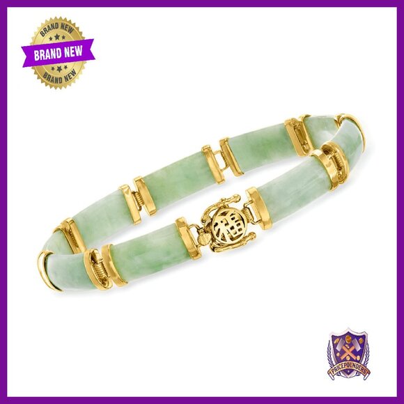 18kt Gold Over Sterling Jade Bracelet 8.5